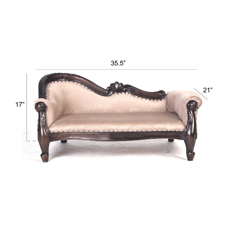 D-Art Collection Victorian Solid Mahogany Wood Pet Sofa in Dark Brown