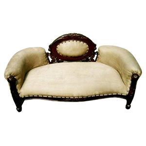 d-art collection solid mahogany wood french dolat pet sofa in dark brown