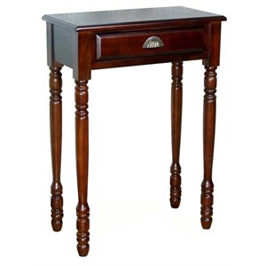 d-art collection savanna mahogany solid wood 1-drawer hall table in dark brown