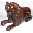 D-Art Collection Traditional Teak/Mahogany Solid Wood Lion Statue in Dark Brown
