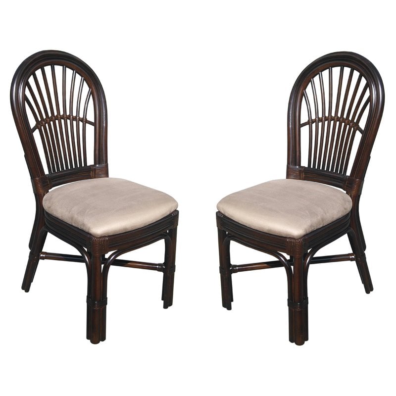 D-Art Collection Steffani Wicker/Rattan Dining Chairs in Brown (set of 2)