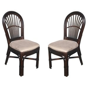 D-Art Collection Steffani Wicker/Rattan Dining Chairs in Brown (set of 2)