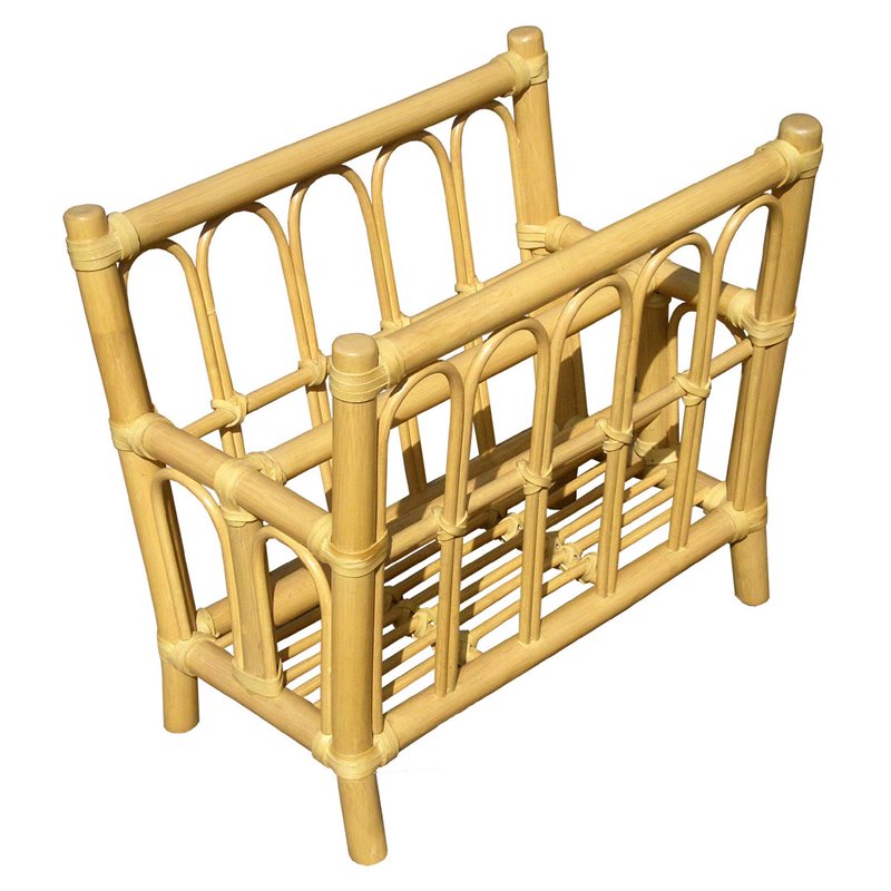 D-Art Collection Traditional Wicker/Rattan Magazine Rack in Natural