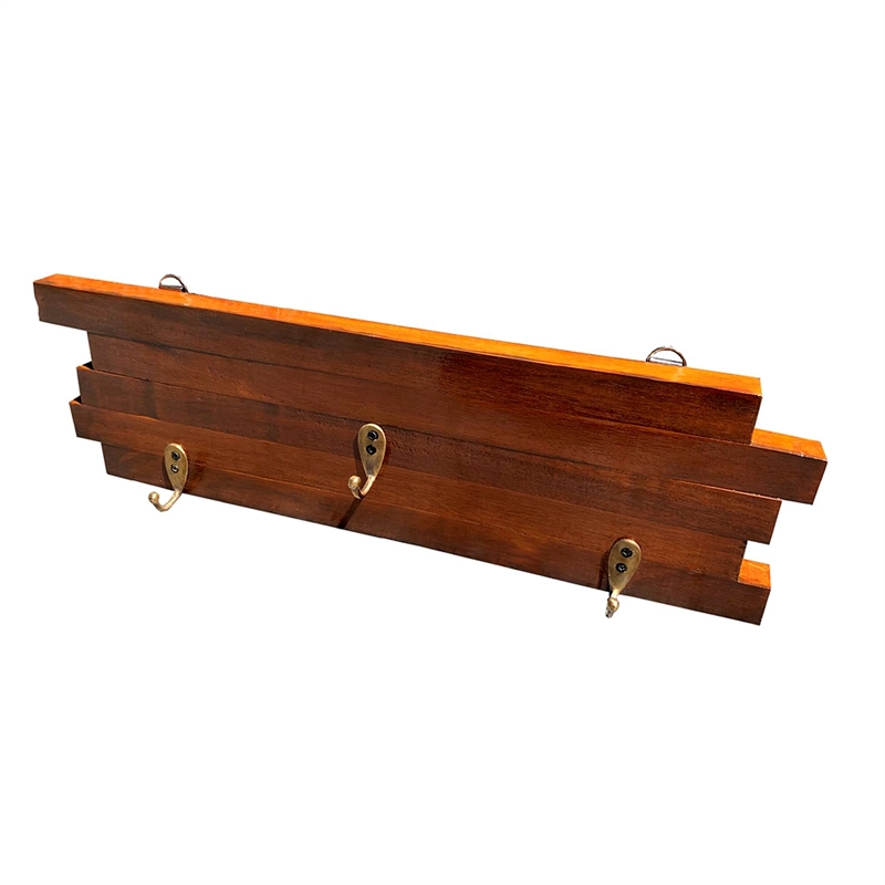 D-Art Collection Handcrafted Traditional Solid Mahogany Wood Hanger in Brown