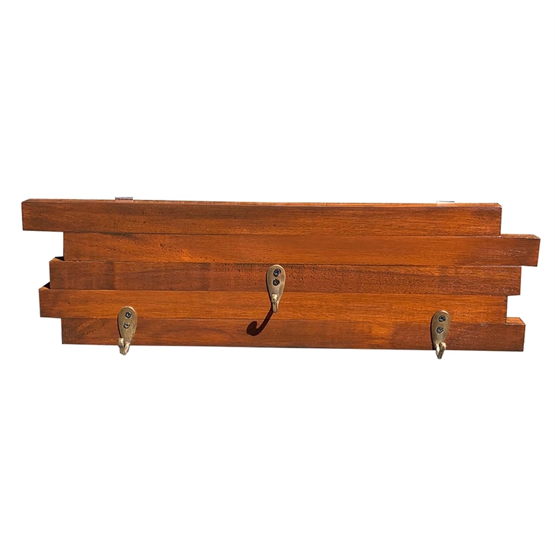 D-Art Collection Handcrafted Traditional Solid Mahogany Wood Hanger in Brown