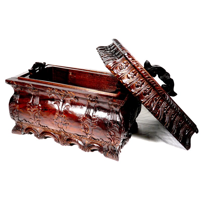 D-Art Collection Traditional Solid Mahogany Wood Jewelry/Tea Boxes in Dark Brown
