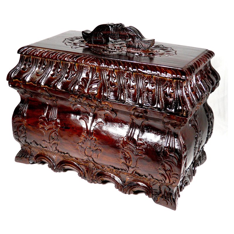 D-Art Collection Traditional Solid Mahogany Wood Jewelry/Tea Boxes in Dark Brown
