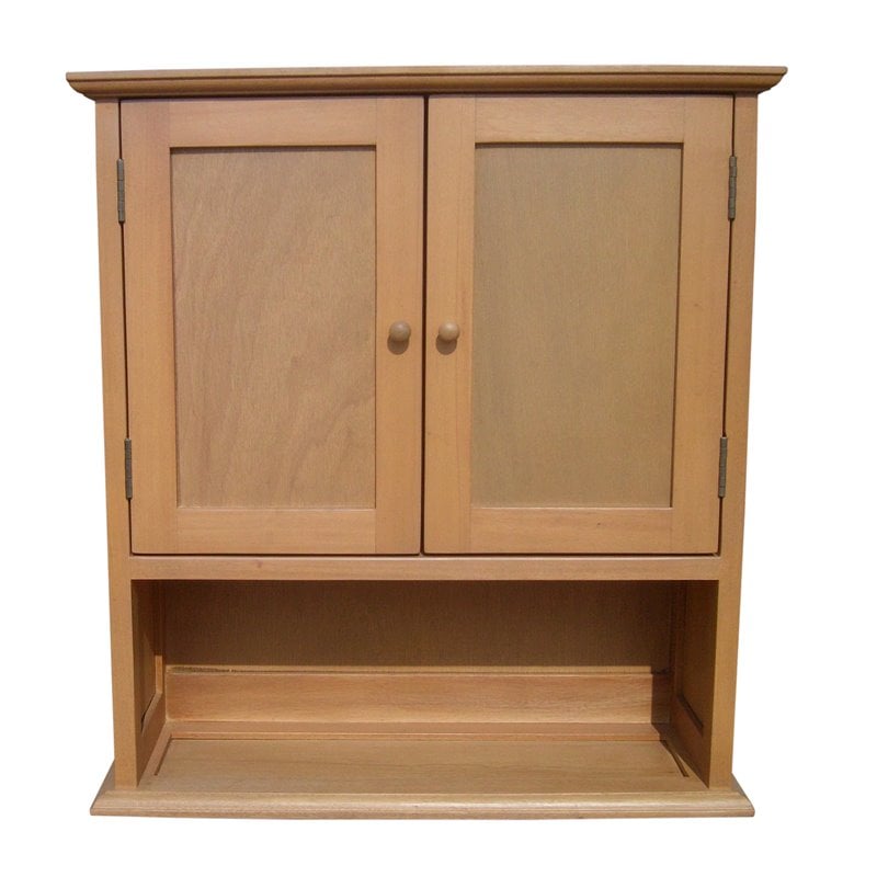 D-Art Collection Shaker Solid Mahogany Wood Wall Cabinet in Light Walnut