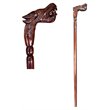 D-Art Collection Teak and Mahogany Solid Wood Dragon Walking Stick in Dark Brown