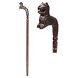 D-Art Collection Teak and Mahogany Solid Wood Tiger Walking Stick in Dark Brown