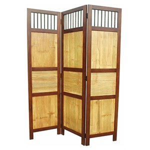 d-art collection bamboo bahama screen room divider with 3 panels in dark brown