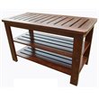 D-Art Collection Michaela Solid Mahogany Wood Shoe Bench in Dark Brown