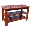 D-Art Collection Michaela 2-Tier Solid Mahogany Wood Shoe Bench in Brown