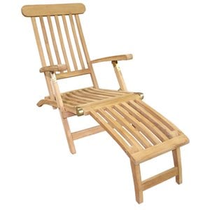 D-Art Collection Traditional Teak Wood Steamer Chair in Natural