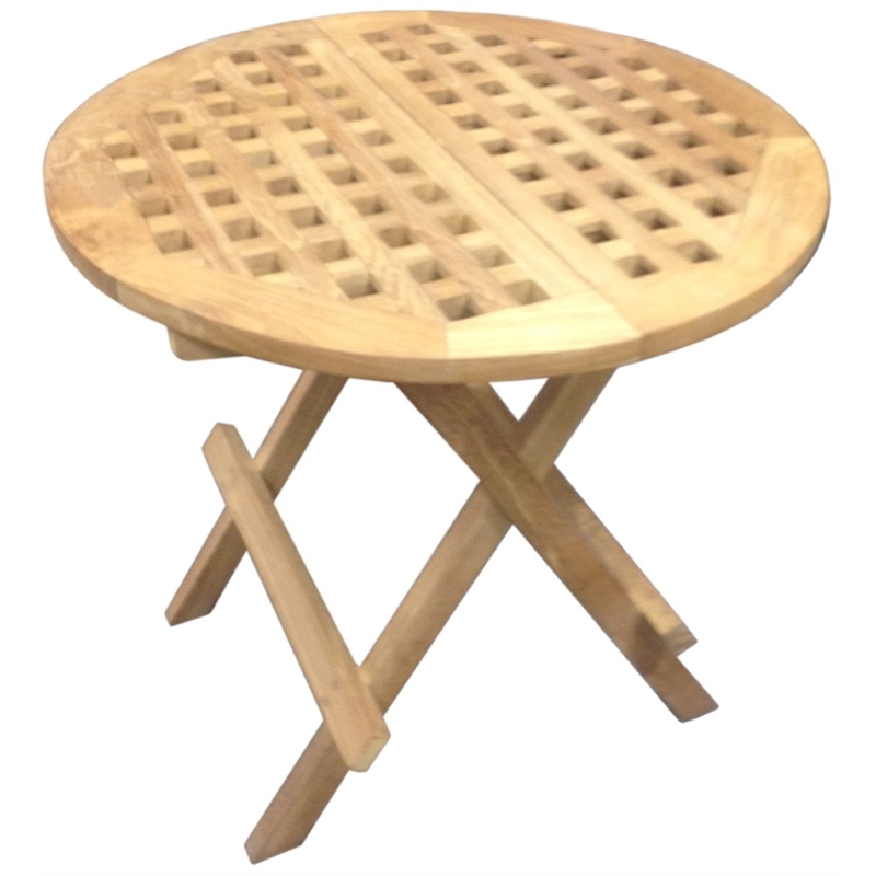 D-Art Collection Round Traditional Teak Solid Wood Picnic Table in Natural