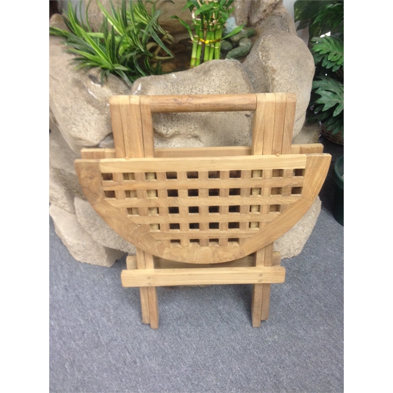 D-Art Collection Round Traditional Teak Solid Wood Picnic Table in Natural