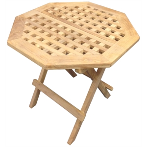 D-Art Collection Octagonal Traditional Teak Solid Wood Picnic Table in Natural