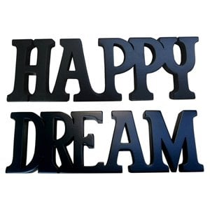 D-Art Collection Mahogany Wood Happy and Dream Signs in Black