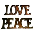 D-Art Collection Mahogany Wood Love and Peace Signs in Dark Brown