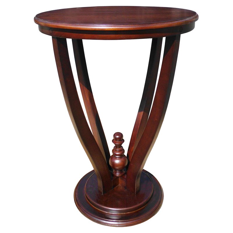 D-Art Collection Solid Mahogany Wood Lamp End Table in Dark Brown