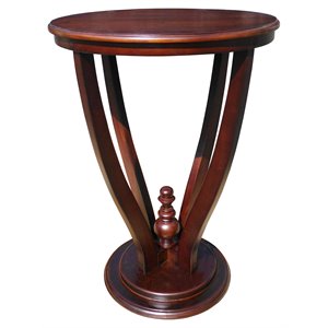 D-Art Collection Solid Mahogany Wood Lamp End Table in Dark Brown