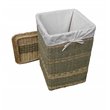 D-Art Collection Square Wicker/Rattan and Linen Costa Laundry Hamper in Natural