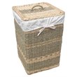 D-Art Collection Square Wicker/Rattan and Linen Costa Laundry Hamper in Natural