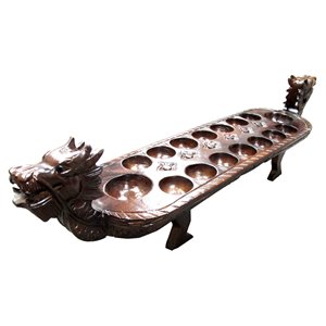 D-Art Collection Teak and Mahogany Solid Wood Dragon Mancala in Dark Brown