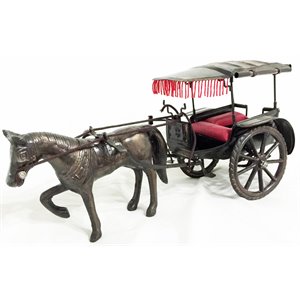 D-Art Collection Tin Metal and Iron Horse Carriage Trolley in Copper/Chrome