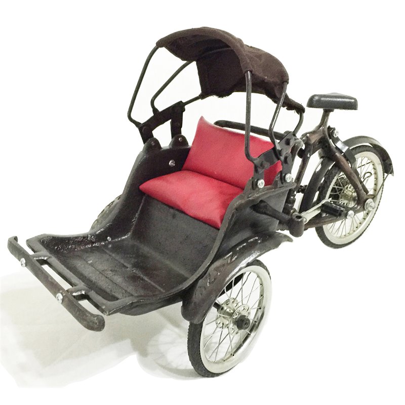 D-Art Collection Tin Metal and Iron Penang Ricksaw in Copper/Chrome