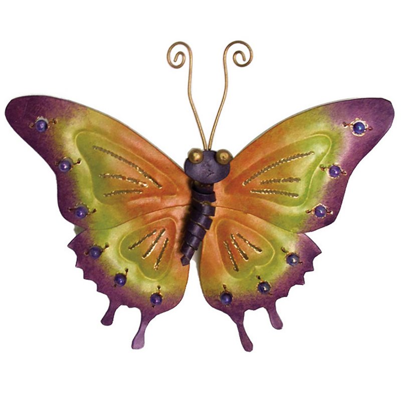 D-Art Collection Tin Metal and Iron Small Butterfly Wall Decor in Multi-Color