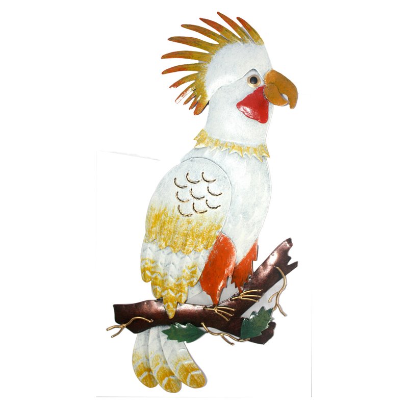 D-Art Collection Tin Metal and Iron Cockatoo Wall Decor in Multi-Color