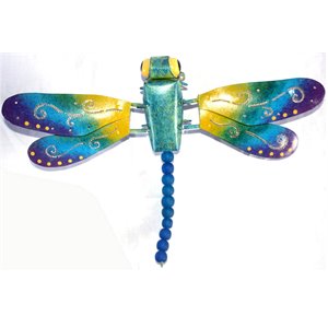D-Art Collection Tin Metal and Iron Dragonfly Wall Decor in Multi-Color