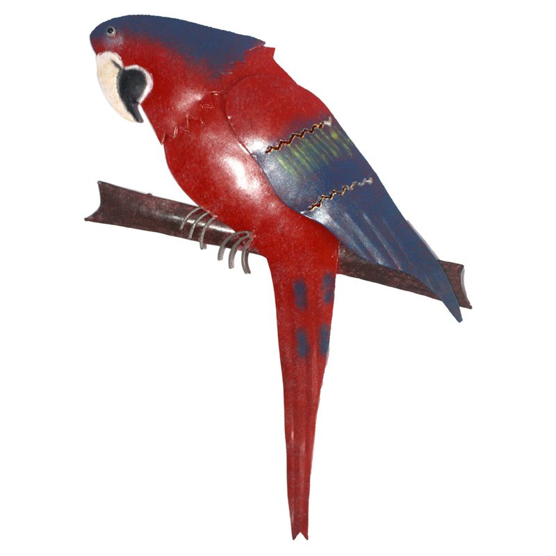 D-Art Collection Tin Metal and Iron Parrot Wall Decor in Red