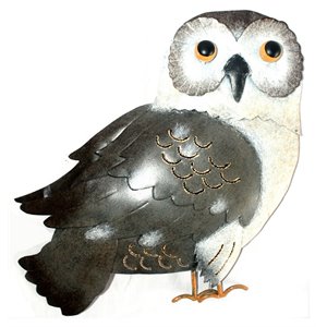 D-Art Collection Tin Metal and Iron Owl Wall Decor in Black and White