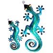D-Art Collection Tin Metal and Iron Medium Gecko Wall Decor in Blue