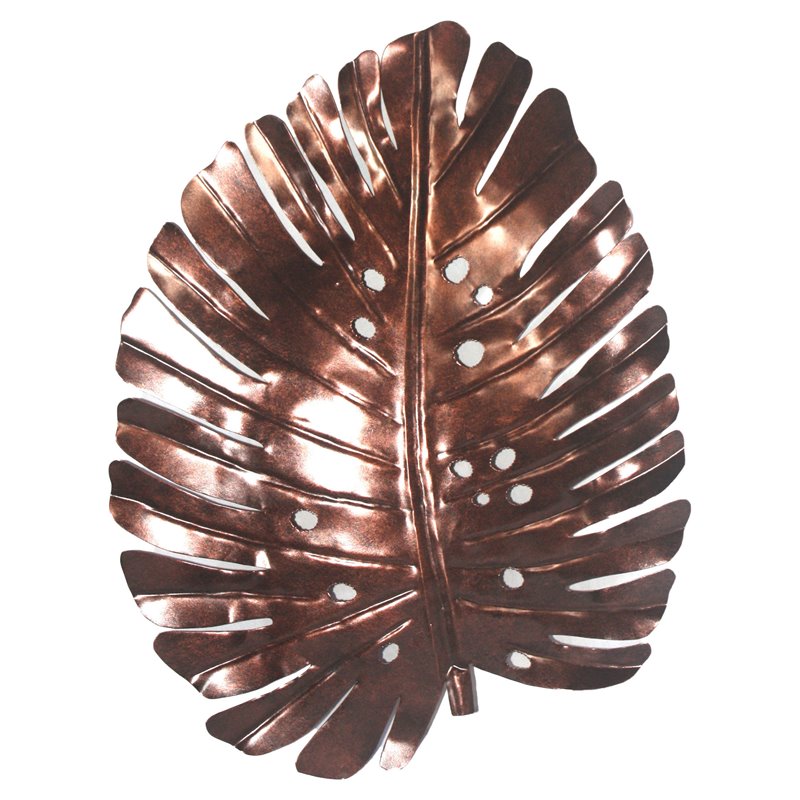 D-Art Collection Tin Metal and Iron Philodendron Leaf Wall Decor in Bronze