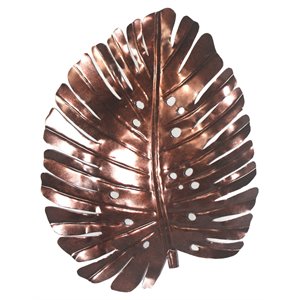 D-Art Collection Tin Metal and Iron Philodendron Leaf Wall Decor in Bronze
