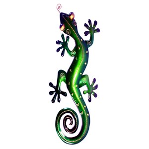 D-Art Collection Tin Metal and Iron Large Gecko Wall Decor in Green