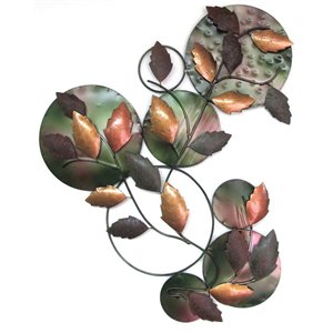D-Art Collection Tin Metal and Iron Leaves Wall Decor in Multi-Color