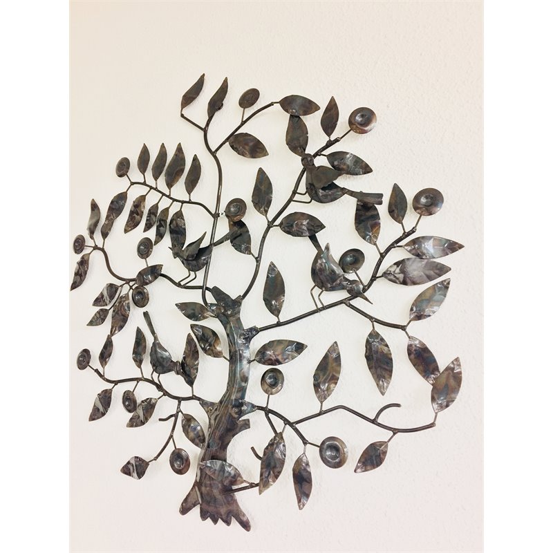D-Art Collection Tin Metal and Iron Tree of Life Wall Decor in Multi-Color