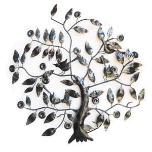 D-Art Collection Tin Metal and Iron Tree of Life Wall Decor in Multi-Color