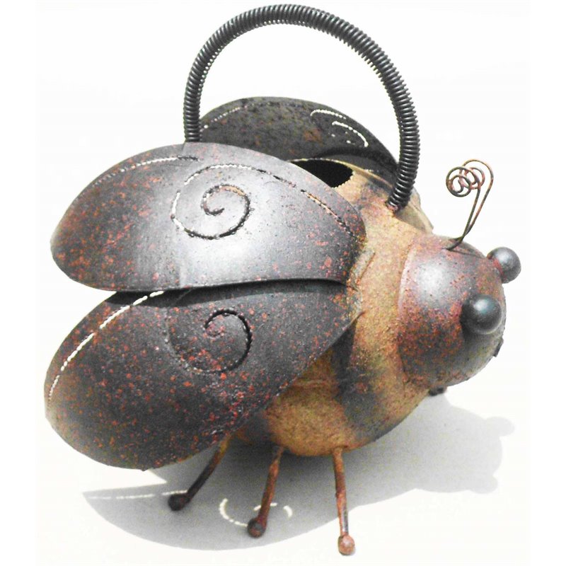 D-Art Collection Tin Metal and Iron Bee Watering Can Figurine in Multi-Color