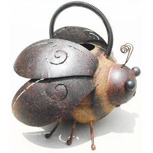 D-Art Collection Tin Metal and Iron Bee Watering Can Figurine in Multi-Color