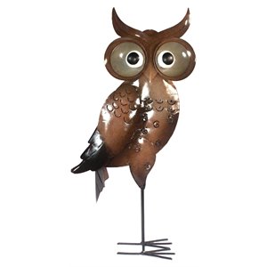 D-Art Collection Tin Metal and Iron Large Standing Owl Decor Figurine in Brown