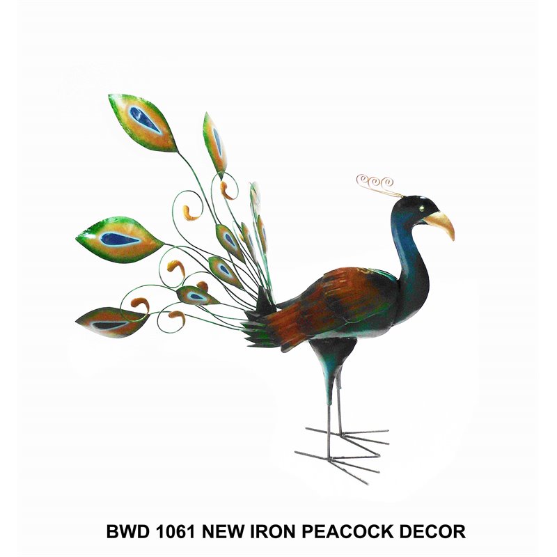 D-Art Collection Tin Metal and Iron New Peacock Decor Figurine in Multi-Color