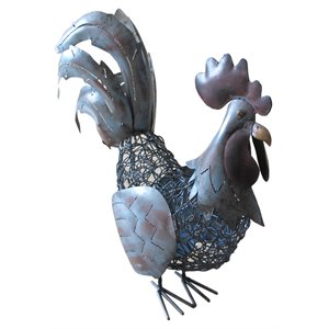 D-Art Collection Tin Metal and Iron Large Rooster Lantern in Multi-Color