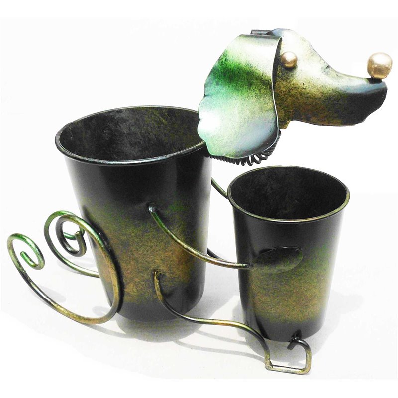 D-Art Collection Tin Metal and Iron Dog Planter Decor Figurine in Multi-Color