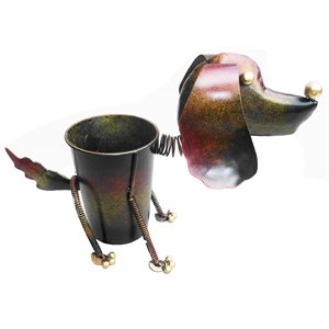 D-Art Collection Tin Metal and Iron Dog Planter Decor Figurine - Multi-Color
