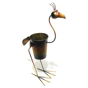 D-Art Collection Tin Metal & Iron Standing Rooster Planter Decor in Multi-Color